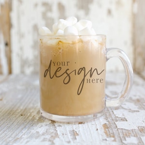 Clear Glass Coffee Mugs Engraved with Custom Logos or Artwork