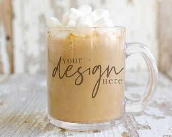 Rustic Glass Mug Mockup: Fall Coffee, Styled Stock Photo (Digital Download)