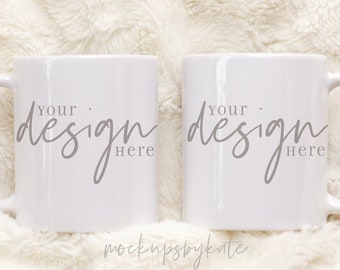 Maqueta de la taza del Día de la Madre / Maqueta de la taza blanca de 11 oz / Maqueta de la taza de dos lados / Foto de archivo estilo / Archivo digital de la taza / Descarga instantánea / Taza JPG