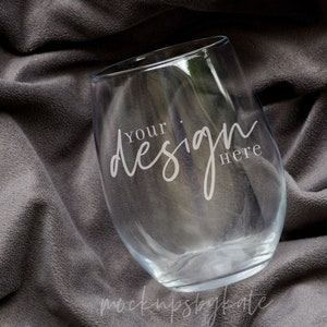 Stemless Wine Glass Mockup: Styled Photo, JPG Digital Download