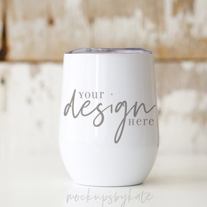 White Wine Tumbler Mockup | 12 oz White Tumbler Mockup | Styled Tumbler Mockup | Rustic Tumbler Mockup | Tumbler Digital File