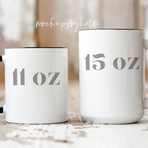 Mother&#39;s Day Mugs Mockup | Mug Size Comparison Mockup | Rustic Mug Mockup | 11 & 15 oz Mug Mockup | Styled Mugs Mockup | Mug JPG