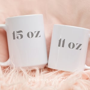 15 oz & 11 oz White Mugs Mockup | Show Both Sizes Coffee Mug Mockup | Styled Mugs Mockup | Coffee Mug Styled Stock Photo | Mug Digital File