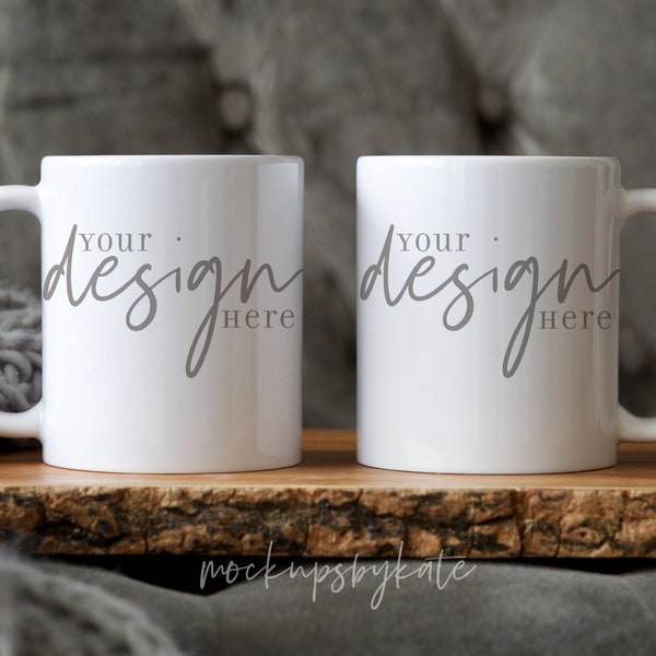 Valentine's Mug Mockup | His Hers Mug Mockup | Two Mugs Mockup | Styled Mug Mockup | Cozy Mug Mockup | Instant Download | Mug JPG