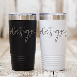 Rustic 20 oz Tumbler Mockup: Black & White Polar Camel (JPG)