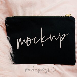 Black Cosmetic Bag Mockup | Makeup Bag Mockup | Styled Cosmetic Bag | Styled Stock Photo | Makeup Bag Stock Photo | Digital Download