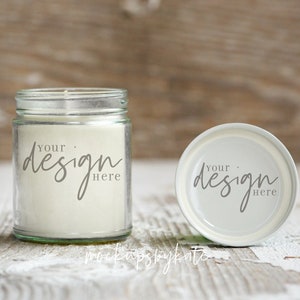 Rustic candle with lid mockup, white candle mockup, styled stock photo, glass jar candle mock up, lid mockup, digital download, JPG