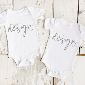 baby onesie mockup, two onesies mockup, siblings mockup, white onesie mockup, infant bodysuit, rustic mockup, bella canvas mockup, jpg