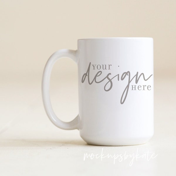 Coffee Mug Mockup | 15 oz White Mug Mockup | Simple Mug Mockup |  Mug Stock Photo | Mug Digital File | Mug JPG | Instant Download