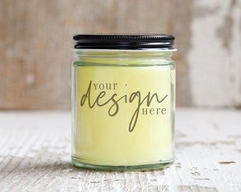 Rustic candle mockup, white candle mockup, styled stock photo, glass jar candle with lid mock up, product mockup, digital download, JPG