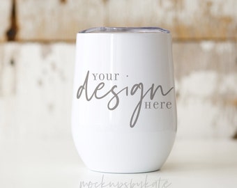 Maqueta de vaso de vino blanco / Maqueta de vaso blanco de 12 oz / Maqueta de vaso estilo / Maqueta de vaso rústico / Archivo digital tumbler