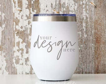 Hermosa maqueta de vaso / Maqueta de vaso de vino blanco / Foto de archivo de vaso / maqueta de vaso rústico / archivo digital de vaso / JPG