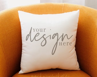 Halloween Pillow Mockup, Fall Pillow Mockup, White Square Pillow Stock Photo, Pillow Photo JPG, Pillow digital file