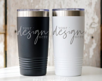 Two Tumblers Mockup | White and Black 20 oz Tumbler Mockup |  Polar Camel Tumbler Mockup | Tumbler Stock Photo | Tumbler Digital File | JPG