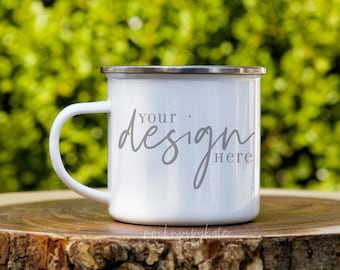 Mother's Day Camp Mug Mockup | White Camping Mug Mockup | White Mug Silver Rim Mockup | Styled Mug Mockup | Camp Mug Digital File | Mug JPG