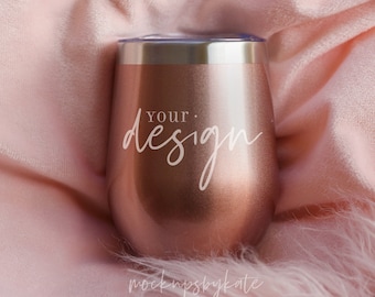 Rose Gold Wine Tumbler Mockup | Wine Tumbler Mockup | Bridesmaid Tumbler Mockup | Styled Tumbler Stock Photo | Tumbler Digital File JPG