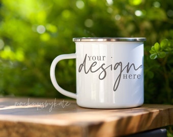 White Camp Mug Mockup | Camping Mug Mockup | Camp Mug Outdoors Mockup | 10 oz Mug Mockup | Mug Digital File | Instant Download