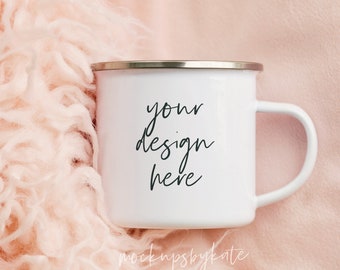 White Camp Taza Maqueta / Acogedor, Lindo Campamento Taza Foto / Styled Stock Photo / Camping Mug Stock Photo /Mug Digital File / Instant Download
