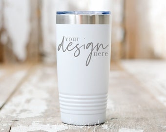 Maqueta de vaso blanco de 20 oz / Maqueta de camello polar / Foto de archivo de vaso / Maqueta de vaso / Archivo digital de vaso rústico / Vaso JPG