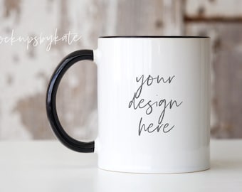 11 oz Mug Mockup | White Mug Mockup | Black Handle Mug Mockup | Styled Mug Mockup | Mug Stock Photo | Blank Mug | Instant Download | Mug JPG