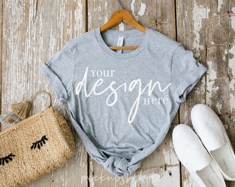 3001 Athletic Heather Mockup | Bella Canvas 3001 Mockup | Summer Mockup | Athletic Heather Mockup | Flatlay Gray Shirt Mockup | Shirt JPG