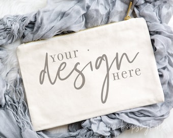 Natural Cosmetic Bag Mockup | Bride Gift Mockup | Gift for her Mockup | Makeup Bag Styled Stock Photo | Cosmetic Bag Digital File | JPG