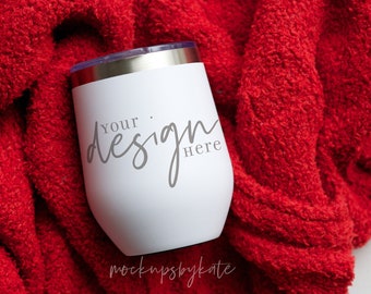 Christmas Tumbler Mockup | White Tumbler Holiday Mockup | Wine Tumbler Stock Photo | White Tumbler Digital File | Tumbler JPG