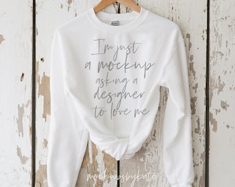 Gildan 18000 Mockup | Gildan White Sweatshirt Mockup | Styled Sweatshirt Mockup | White Sweatshirt Stock Photo | Instant Download