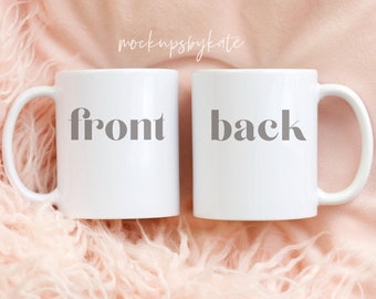 Two White Mugs Mockup | 11 oz White Mug Mockup | Show Both Sides Mug Mockup | Front & Back Mug Mockup | Styled Mug Mockup | Instant Download