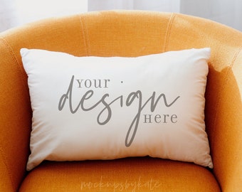 Halloween Pillow Mockup: White Lumbar Pillow JPG (Digital File)