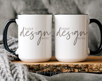 Mother's Day Mugs Mockup | 15 oz Mugs Mockup | Two Mugs Mockup | White & Black Mug Mockup | Styled Mug Mockup | Instant Download | Mug JPG