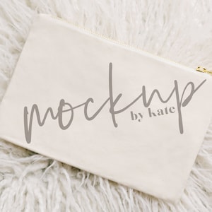 Natural cosmetic bag mockup, makeup bag mockup, cosmetic bag mockup, makeup bag stock photo, styled cosmetic bag, bridesmaid gift mockup