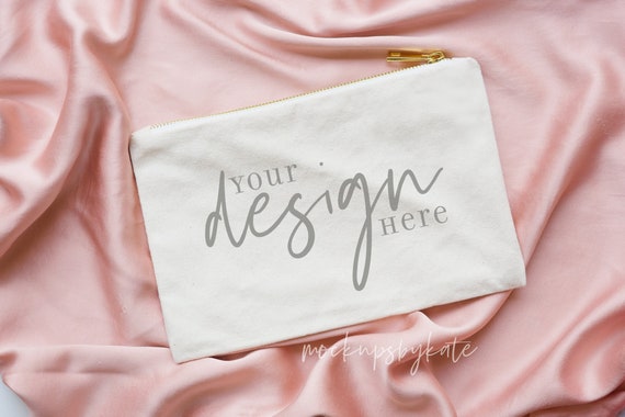 Natural canvas bag mockup, styled makeup bag photo, pretty cosmetic bag mock up, bridesmaid gift mockup, styled product photo, jpg photo