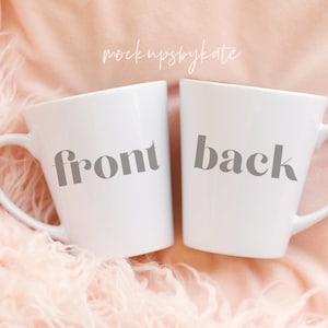 White Latte Mug Mockup | Front & Back Mug Mockup | Both Sides Latte Mug Mockup | Two Mugs Mockup | Styled Stock Photo | Instant Download