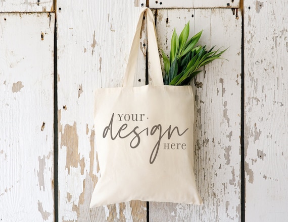 Rustic Tote Bag Mockup: Natural Canvas, Mother's Day Design (JPG)
