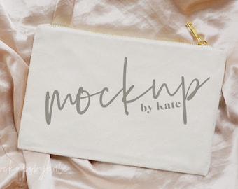Natural cosmetic bag mockup, cosmetic bag mockup, makeup bag mockup, natural bag mockup, styled mockup, makeup bag stock photo, digital file