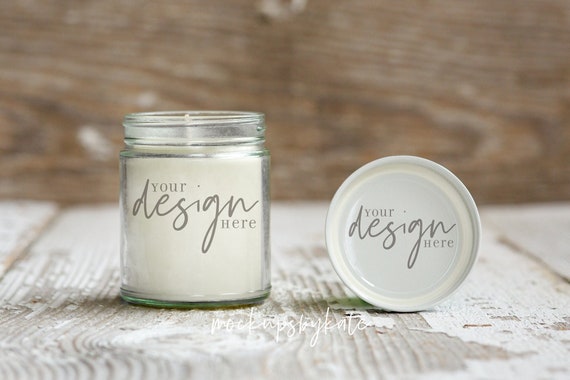 Frosted jar with candle mockup - Smarty Mockups
