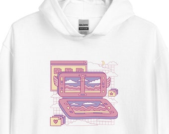 Kawaii video game vaporwave Unisex Hoodie, pink kawaii vaporwave hoodie, cute vaporwave hoodie, kawaii gamer hoodie