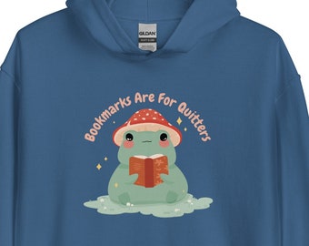 Cute frog reading book Unisex Hoodie, Reading lover hoodie, Kawaii frog reading book hoodie