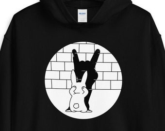 Zabawny cień królika Unisex Hoodie, Zabawny kaptur królika, koszulka z królikiem