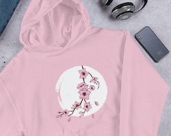 Cherry blossom moon Unisex Hoodie, anime hoodie, kawaii clothing, aesthetic hoodie, cherry blossom, japan hoodie, anime hoody, sakura hoodie