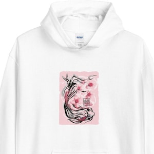 Koi fish with Sakura Unisex Hoodie, Japanese painting hoodie, Japanese aesthetic hoodie