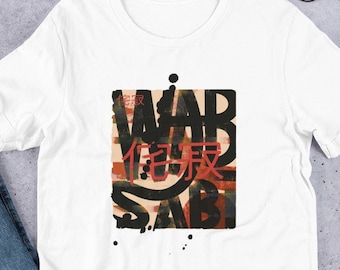Wabi-Sabi Japanese Short-Sleeve Unisex T-Shirt, Japanese style t-shirt, Japanese art t-shirt, Inspirational ZEN quote t-shirt
