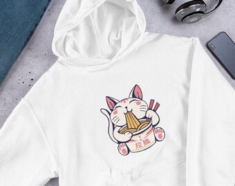 Söt katt ramen unisex luvtröja