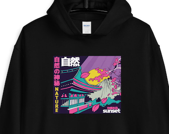Japanese traditional street Unisex Hoodie, aesthetic hoodie, Japanese hoodie, anime hoodie, Japanese retro hoodie