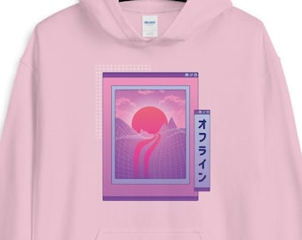 Vaporwave Japanese landscape Unisex Hoodie, Retrowave hoodie, Japanese Landscape, Aesthetic Japanese, Anime hoodie