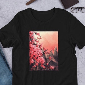 Cherry blossom painting Short-Sleeve Unisex T-Shirt, sakura t-shirt, Japanese cherry blossom t-shirt, Aesthetic Japanese t-shirt