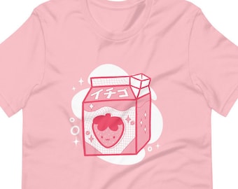 Japanse aardbeienmelk Unisex T-Shirt met korte mouwen