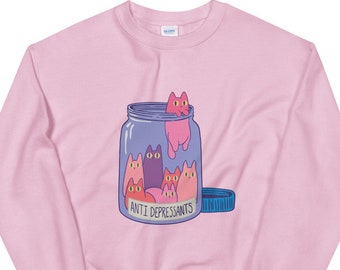 Cat Antidepressivum Unisex Sweatshirt, katten sweatshirt, kawaii sweatshirt, kawaii kleding