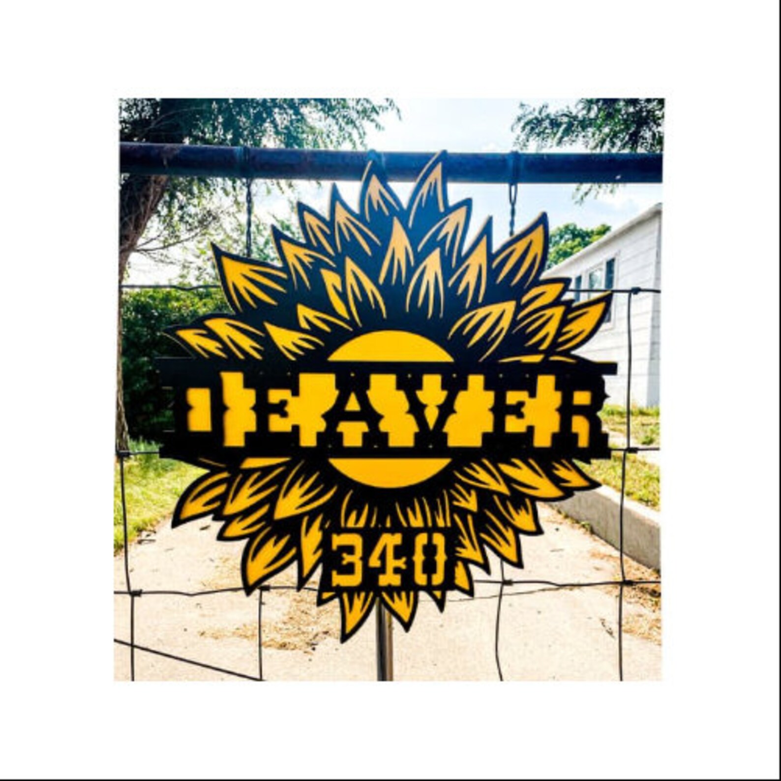 Sunflower Metal Address Sign Sunflower Wall Art Farmhouse Etsy